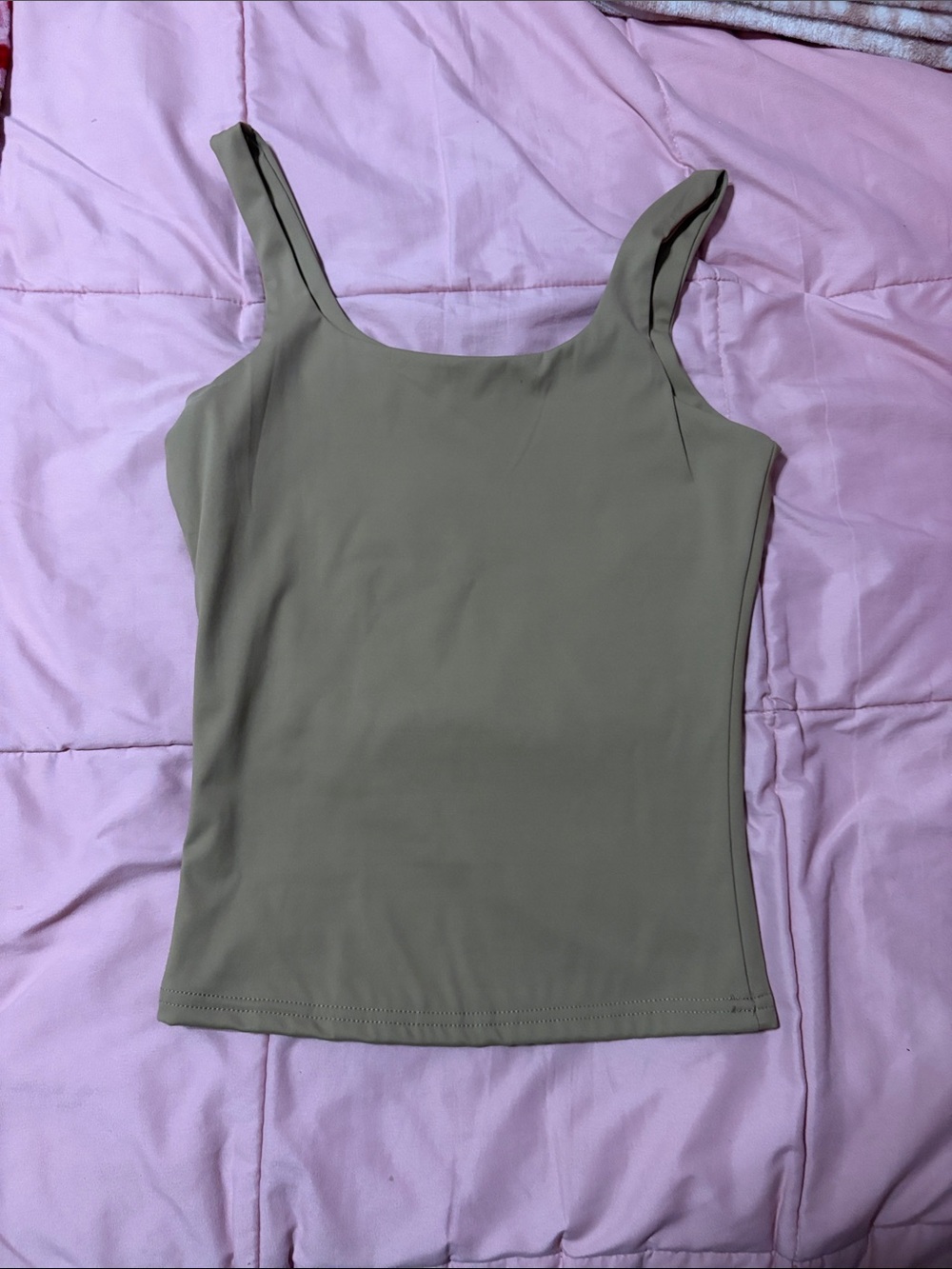 LC Lauren Conrad Olive Taupe Square Neck Tank